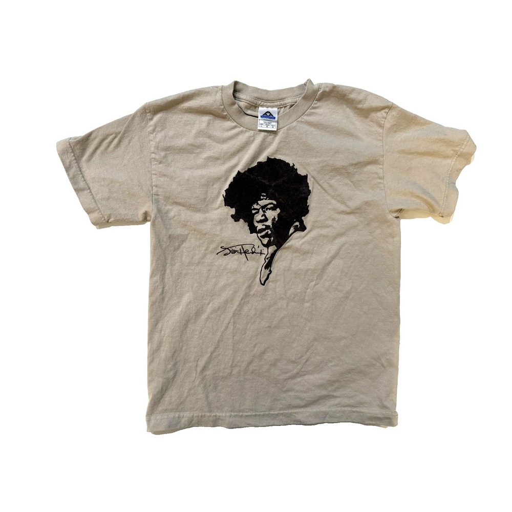 Vintage Jimi Hendrix Graphic Tee Women SM Tan Psychedelic Rock Grunge Reggae Y2K